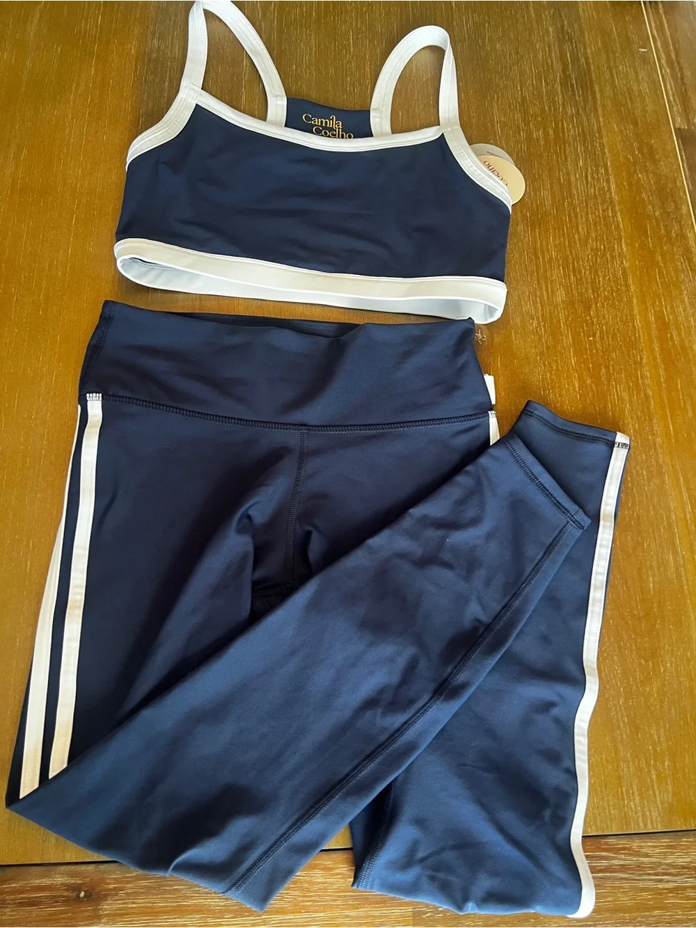 NWT Camila Coelho Navy & White High-Waist Leggings Set M